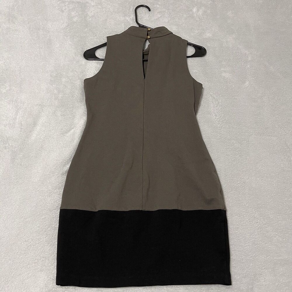Emerald Sundae Dress Medium Green Sleeveless Sheath Mini Colorblock Mock Neck - Picture 3 of 9